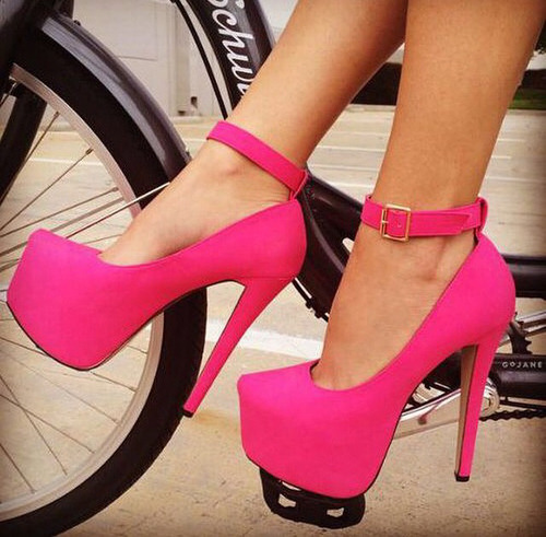 Pink high heel shoes