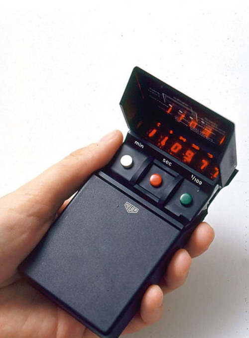 Richard Sapper, Electronic Stopwatch, model 520, 1974. Designed for Heuer. Aldo Ballo