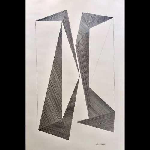 untitled (constructions #1) 2022_04_24, graphite on manila tagboard, 36” x 24” - Matt Ni