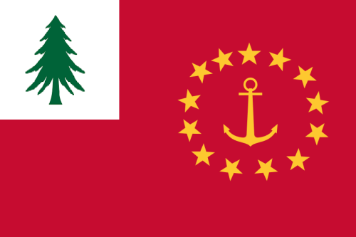 Redesigned all the flags of New England around the idea of them being defaced New England Flags, muc