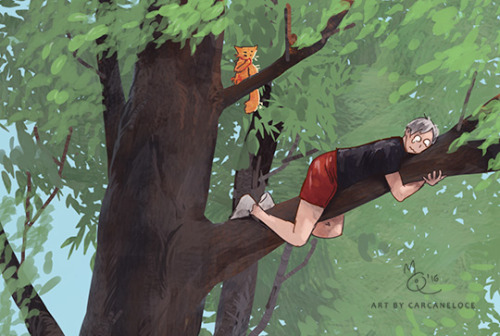 carcaneloce:Kuroo, Bokuto, Lev, red cat and a tree~VK | Twitter | Instagram