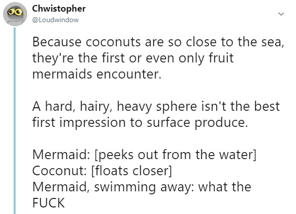 otherwindow: Mermaids fucking hate coconuts.