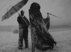 sparkie-gal:   John Cleese as Death on set of Monty Python’s The Meaning Of Life  The extraordinary thing about John, who is inside there, it’s not just John Cleese’s voice, he is Death. He seemed to be the most comfortable and happy I’d ever