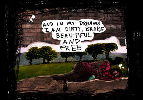 jillhollettart:  Photo collage with Johnny Hobo Lyrics