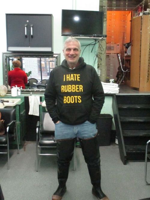 thesymbolofpeace:apparently theres this local celebrity type guy that wears rubber boots with shirts