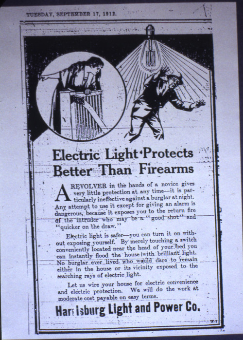 1912 Harrisburg Light and Power Company advertisement.