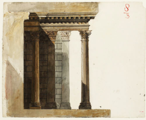 design-is-fine:Joseph Mallord William Turner, Lecture Diagram 8/3: Elevation of a Stoa or Portico, 1