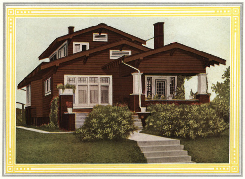 vintagehomeplans:United States, 1920: Story and a Half Home No. 3011An airplane bungalow which has a