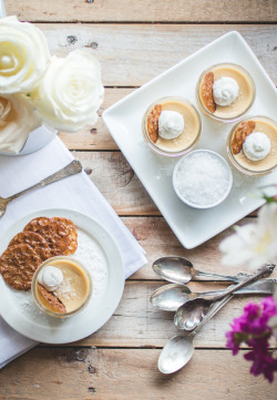 confectionerybliss:  Salted Butterscotch Pots de Crème with Hazelnut-Espresso Lace CookiesSource: Butterlust