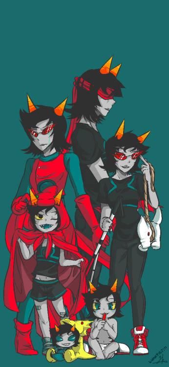 lunaticjin:  Terezi Pyrope Her growth (?) Complete picture >;] Next is…. ——Growth picture (Complete)—— [Gamzee Makara] [Aradia Megido]
