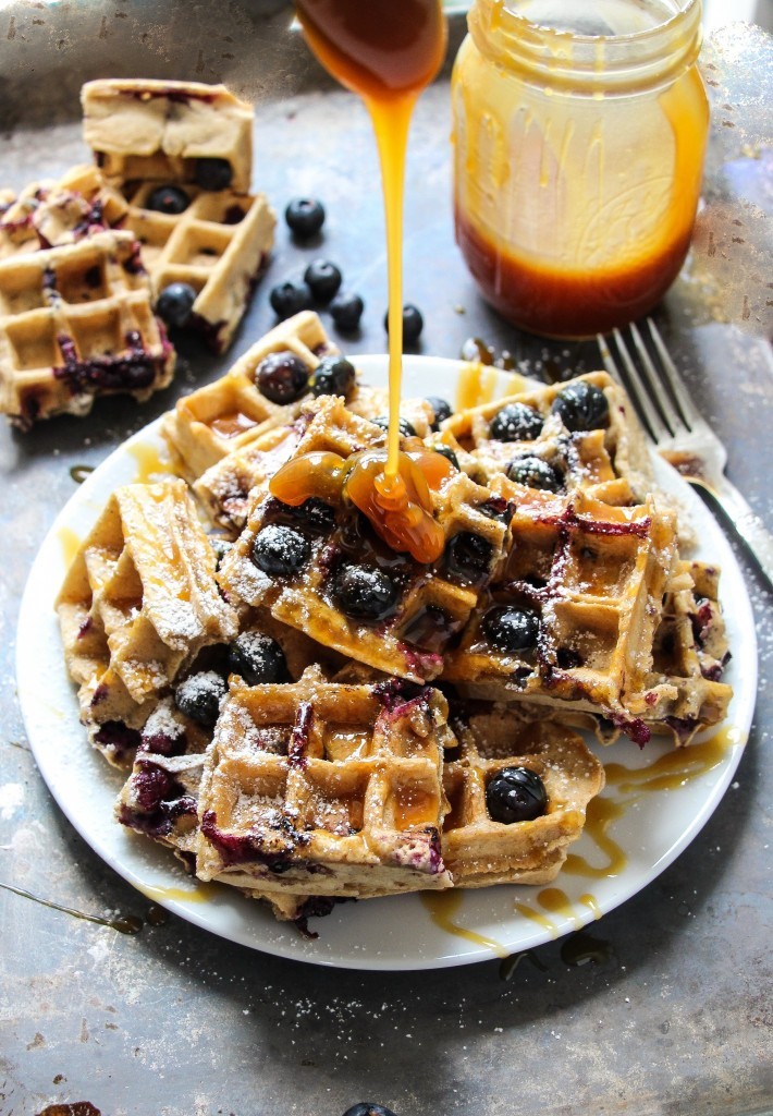 lustingfood: Home Made Brown butter blueberry waffles 