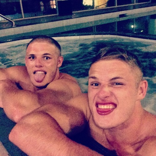 ksufraternitybrother:  Sexy Australians Twins: George and Tom Burgess     KSU-Frat Guy: Over 74,000 followers and 51,000 posts.Follow me at: ksufraternitybrother.tumblr.com