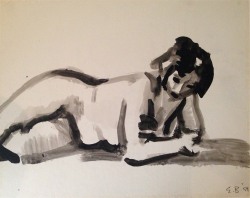 lawrenceleemagnuson:  Elmer Bischoff (USA 1916-1991)Nude Female (1959)watercolour 12 x 17 in. 