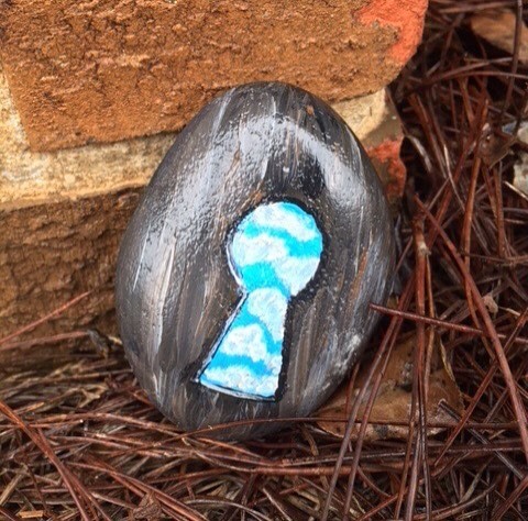 Look! We found a #RockingAcworth rock outside of #AcworthLibrary! We have given it a new hiding spot