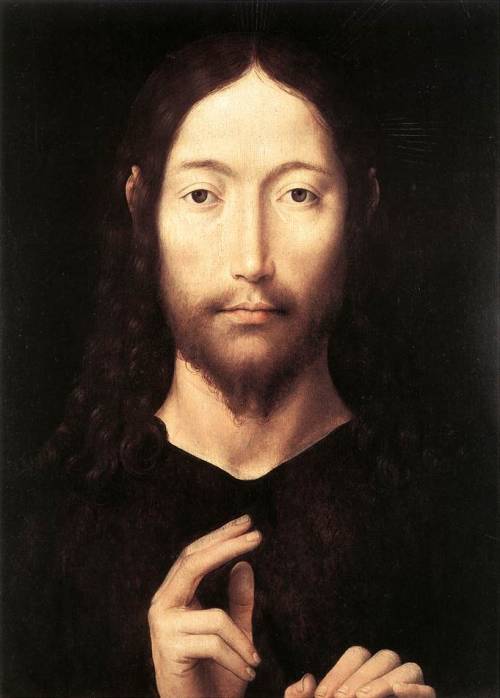 artist-memling: Christ Giving His Blessing, 1478, Hans MemlingMedium: oil,oak