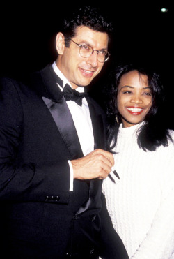 mabellonghetti: Jeff Goldblum and guest photographed by Ron Galella during ‘The Player’ Los Angeles Premiere at LA County Museum of Art in Los Angeles, California, 1991.  