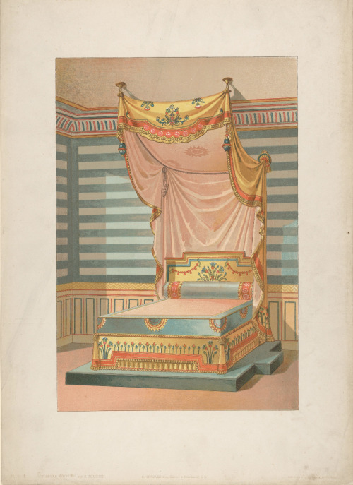 Bed in Egyptian Style, from ‘Nouveaux modèles de Tentures (Bibliothèque de l'Ameublement)&rsqu