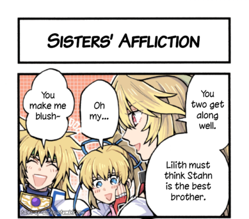 tales-of-asteria: As-yon! The Tales of Asteria 4koma#063: Sisters’ Affliction Artist: Kirai Yu