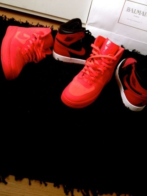 fashionkillxaz: Fa$hion Killa: Jordan Bred 1s x Nike Air Force 1 High Hyperfuse Premium