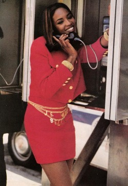 80s-90s-supermodels:  &ldquo;She Loves New York&rdquo;, Mademoiselle US, September 1990Photographer: Pamela HansonModel: Naomi Campbell 