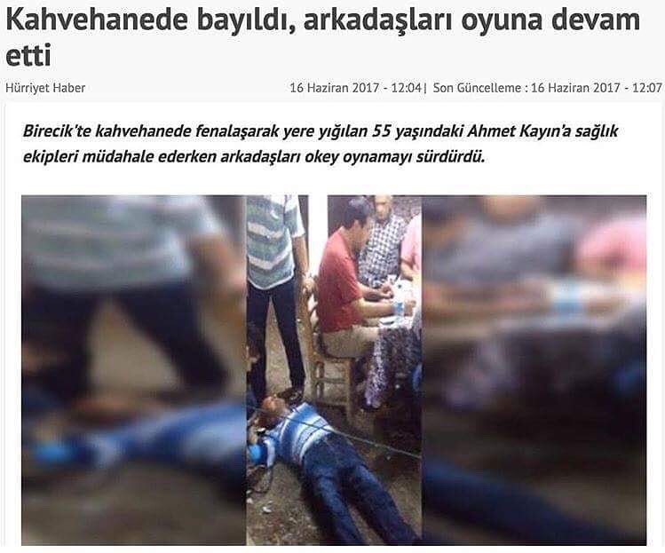 Kahvehanede
bayıldi,
arkada...