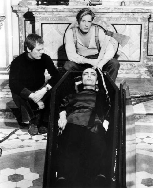 Blood for Dracula (1974): Paul Morrissey, Joe Dallesandro and Udo Kier (born October 14, 1944)