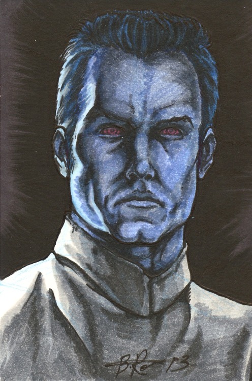 trak-nar:Yowza, one of the sketch cards is in color!Dooku, Thrawn, and Vader.Inks, markers, and acry