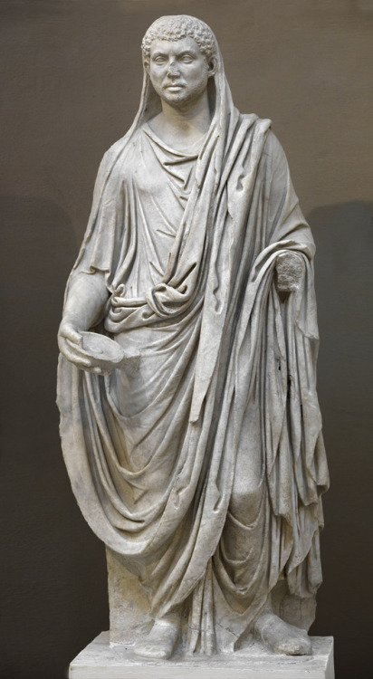 theancientwayoflife:~ Emperor Maxentius as Pontifex Maximus.Date: A.D. 307-312 Medium: MarbleProvena