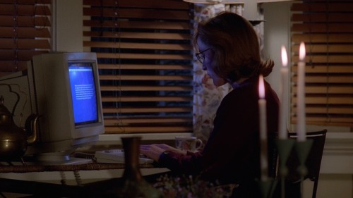 01sentencereviews: aesthetic: dana scully typing on her desktop by candlelight