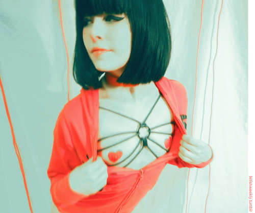 fetishweekly:   Model: Hazel MaybrookSpider-string Shibari  Weekend reblog!Our other ring harness is