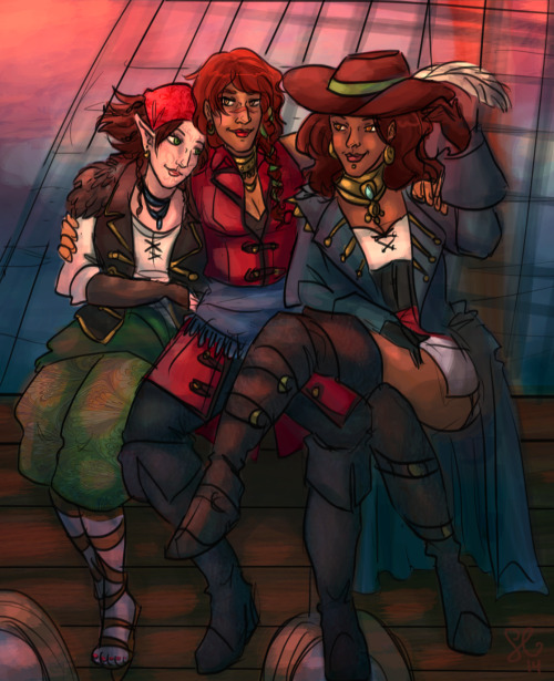 ♡ in which Saben Hawke sails off into the sunset with her two pirate girlfriends and they all live h