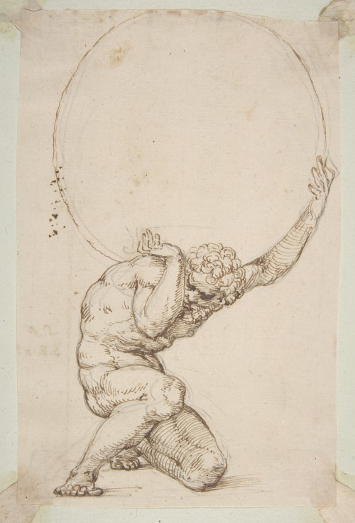 Baldassare Peruzzi, Crouching Figure of Atlas, undated.MET Museum