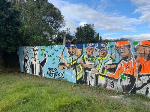 “Protect Ihumātao” mural in Aotearoa (New Zealand).  Ihumātao is an area of farmland on 