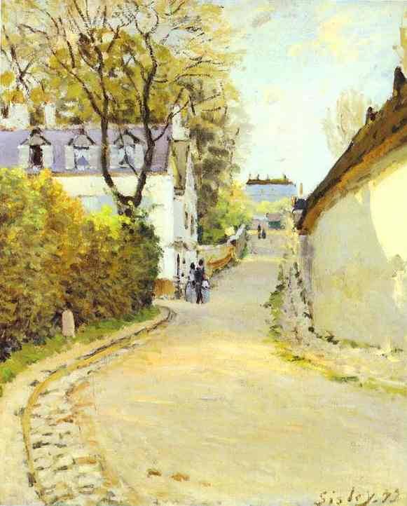 artist-sisley:  Street in Ville d Avray, 1873, Alfred SisleyMedium: oil on canvas