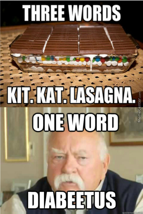 Yeah, it’s a picture of a high sugar/calorie/fat food. Yeah, it’s something indulgent. No, eating it is not going to cause diabetes and I’m getting kinda tired of seeing the word flung around like it’s an insult. ANYTHING in