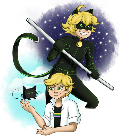 here’s an adrien and chat noir!and if anyone asks: No, Plagg Did Not Eat The Cheese!a boy for 