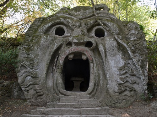 blondebrainpower:Mouth of Hell at the 16th century Sacro Bosco Garden in Lazio, Italy.