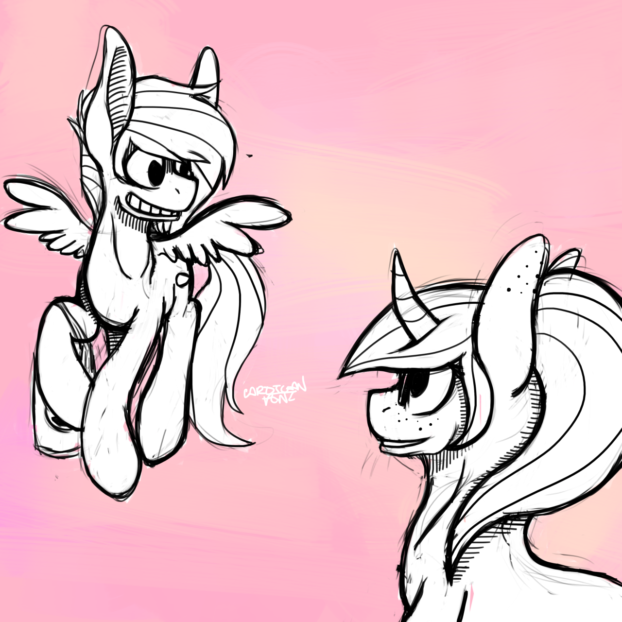 sweatersir:  Commission for lt-rawrcharlierawr of her pony and Froever’s. I think