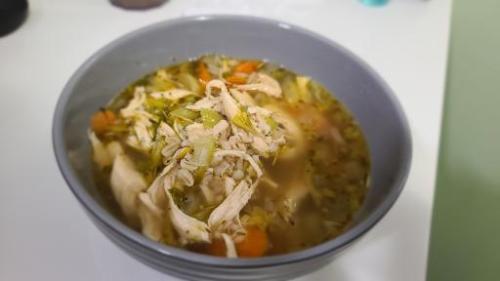 i made chicken, barley and herb soup