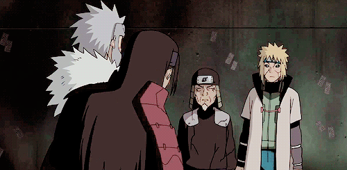 daily-dattebayo:The Shodai Hokage meeting the Yondaime Hokage (and being a fanboy)