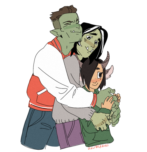 hawberries:three barbarians in love… what will they do??[image 1 is a drawing of ragh hugging