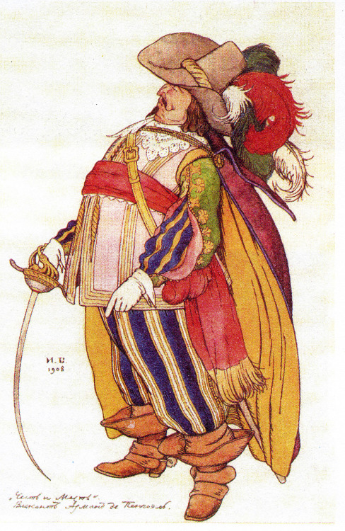 ivan-bilibin:Sketch for the spectacle, Honor and Revenge, by Fiodor Sollogub, 1908, Ivan Bilibin