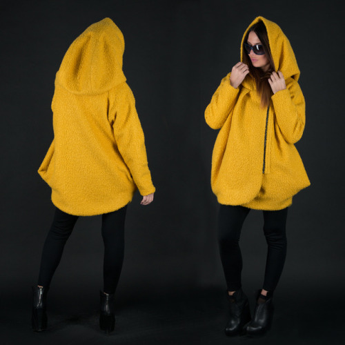  Yellow Wool Maxi Plus Size Women Coat by EUG fashion Click HERE to see details! ✅ Available sizes f