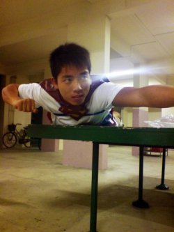 onlysporemen:  hbst:  Fan submission - Superman wannabe The fan who submitted this pic asked me whether I know this guy, but unfortunately I don’t know. Does anyone know who he is?  Yup! His name is Koh Jin Min. Finalist for Siloso Hotbods 2009. I was