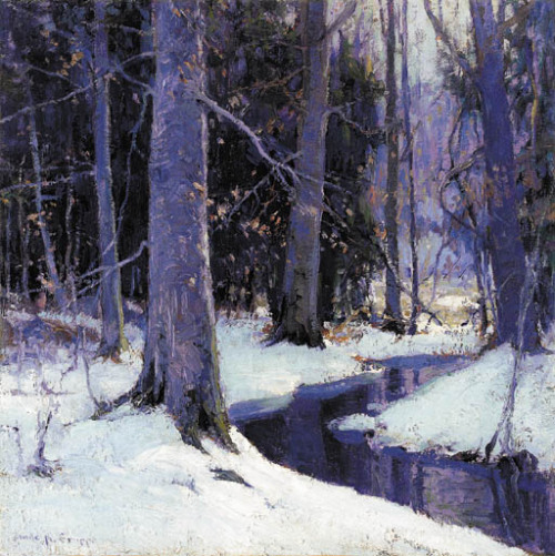 Snow and Beech Trees, Emile Albert Gruppe. American (1896 - 1978) - Oil on Canvas -