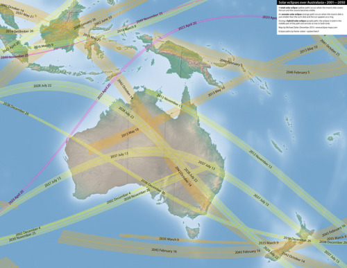 mapsontheweb:  When to see Total Eclipses in Australia and the surrounding region, 2001-2050.