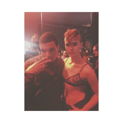 fatjovan:literallysame:me modeling with a model (at Diesel)k but did you take her credit card? it mu
