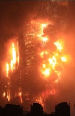  Beijing Television Cultural Center absolutely engulfed in flame 