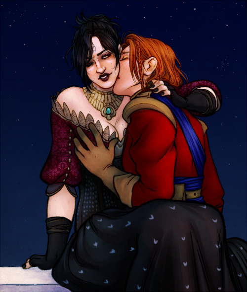 serenity-fails: Morrigan/Leliana, for a Black Emporium treat! I must admit, I’ve very quietly loved 