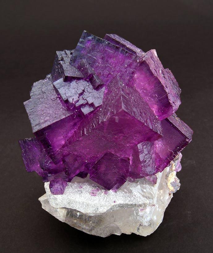 crystaleyezedgaze:  Fluorite on Calcite